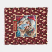 ホリデーブランケットヴィンテージミスター&ミセスクロースクリスマス フリースブランケット (正面(横))