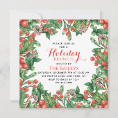 ホリデーブランチウォーターカラークリスマスフローラ 招待状 (正面)