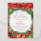 ホリデーブランチクリスマスウィンターシックフローラ 箔招待状 (正面)