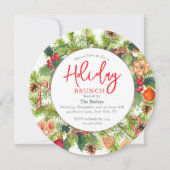 ホリデーブランチクリスマスシックウォーターカラーフローラ 招待状 (正面)