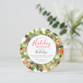 ホリデーブランチクリスマスシックウォーターカラーフローラ 招待状 (スタンド正面)