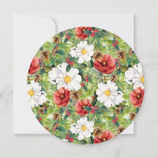 ホリデーブランチクリスマスシックウォーターカラーフローラ 招待状 (裏面)