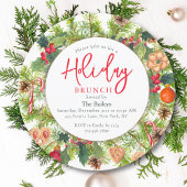 ホリデーブランチクリスマスシックウォーターカラーフローラ 招待状
