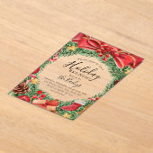 ホリデーブランチシックフローラクリスマスパーティー アクリル招待状 (レイダウン)