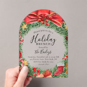 ホリデーブランチシックフローラクリスマスパーティー アクリル招待状 (インサイチュ (ポータブル))