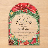ホリデーブランチシックフローラクリスマスパーティー アクリル招待状 (正面)