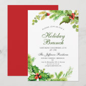 ホリデーブランチレッドホリーベリークリスマス 招待状 (正面/裏面)