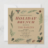 ホリデーブランチ素朴クリスマス冬フローラ 招待状 (正面)