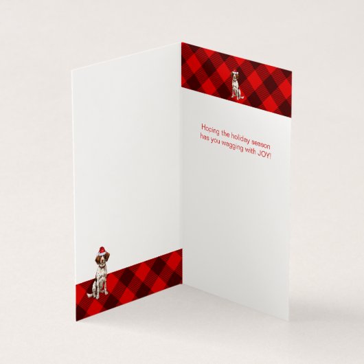 ホリデーブリタニースパニエル犬ドッグレッドプレイドクリスマス (内部)