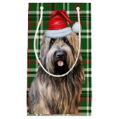 ホリデーブリードシェパードドッググリーンプレイドクリスマス スモールペーパーバッグ (正面)