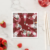 ホリデーブルゴーニュ格言クリスマスパーティー水彩 スタンダードカクテルナプキン (インサイチュ)