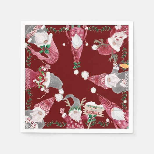 ホリデーブルゴーニュ格言クリスマスパーティー水彩 スタンダードカクテルナプキン (正面)