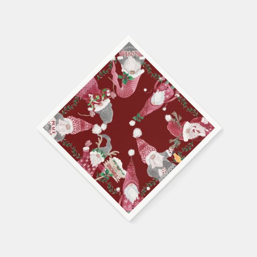ホリデーブルゴーニュ格言クリスマスパーティー水彩 スタンダードカクテルナプキン (角)