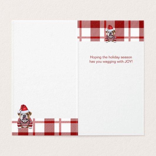 ホリデーブルドッグ赤と白プレイドクリスマス (内部フラット)