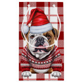 ホリデーブルドッグ赤と白プレイドクリスマス スモールペーパーバッグ (裏面)