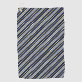 ホリデーブルーとゴールドフォイルクリスマスストライプズ ゴルフタオル