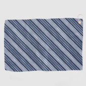 ホリデーブルーとシルバーフォイルのクリスマスストライプ飾り ゴルフタオル (横)