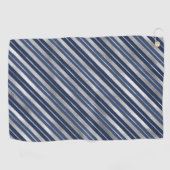 ホリデーブルーとシルバーフォイルのクリスマスストライプ飾り ゴルフタオル (横)