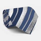 ホリデーブルーとシルバーフォイルのクリスマスストライプ飾り ネクタイ (ロール)