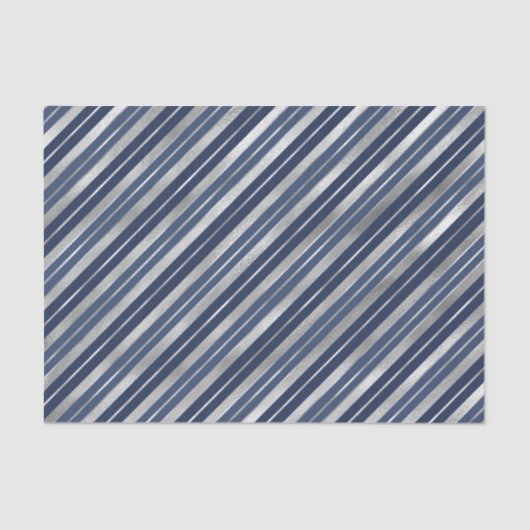 ホリデーブルーとシルバーフォイルのクリスマスストライプ飾り 薄葉紙 (正面)