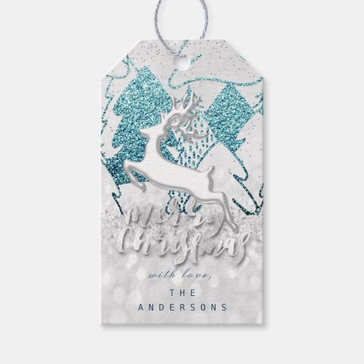 ホリデーブルースパークハートクリスマストナディアグレイ ギフトタグ (正面)