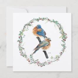 ホリデーブルーバードカップル水彩画