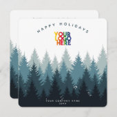 ホリデーブルーフォレストビジネスロゴクリスマスカード (正面/裏面)