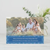 ホリデーブループレイドクリスマスフォトカード 招待状 (スタンド正面)