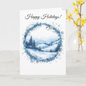 ホリデーブルーリーススノーウィーフォレストビジネスロゴ カード (黄色い花)