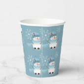 ホリデーブルー紙カップかわいい雪だるま柄 紙コップ (右)