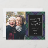 ホリデーブルー&グリーンタータンチェック | クリスマスフォトカード シーズンカード (正面)