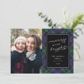 ホリデーブルー&グリーンタータンチェック | クリスマスフォトカード シーズンカード (スタンド正面)