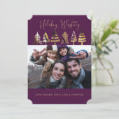 ホリデーブレッシング | 紫金 & 黒の木々の写真 シーズンカード (スタンド正面)