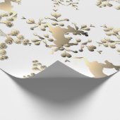 ホリデーブロンジートナディアスノーフレークスオンホワイト ラッピングペーパー (角)