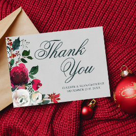 ホリデーブーケエバーグリーンウォーター結婚カラー サンキューカード