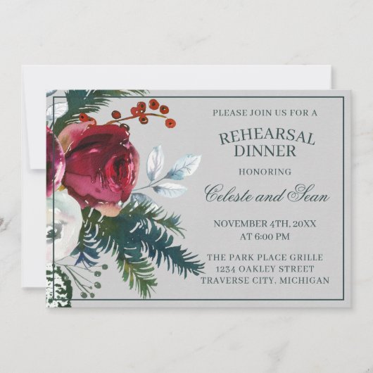 ホリデーブーケエバーグリーンフォトリハーサルディナー 招待状 (正面)