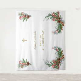 ホリデーブーケツツインズ1stバースデーバプテスマ タペストリー