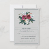 ホリデーブーケブルガンディパインエバーグリーンRSVPカード 出欠カード (正面)