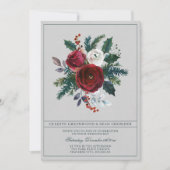 ホリデーブーケブルガンディーエバーグリーンブーケ結婚ーズ 招待状 (正面)