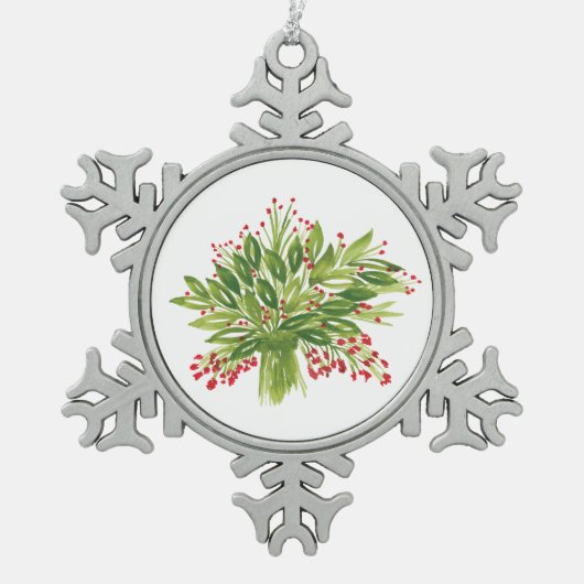 ホリデーブーケ スノーフレークピューターオーナメント (正面)