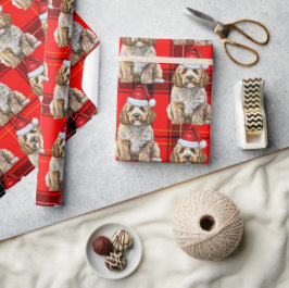 ホリデープライドCockapoo Santa Dogクリスマス ラッピングペーパー