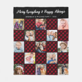 ホリデープレイドパーソナライズされたキユニークルト写真 フリースブランケット (正面)