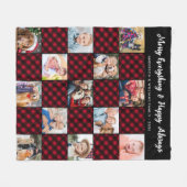 ホリデープレイドパーソナライズされたキユニークルト写真 フリースブランケット (正面(横))