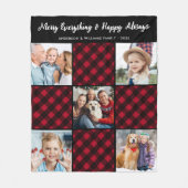 ホリデープレイドパーソナライズされたキユニークルト5写真 フリースブランケット (正面)