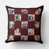 ホリデープレイドパーソナライズされた13ユニークフォトコラージュ クッション (正面)