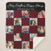 ホリデープレイドパーソナライズされた13ユニークフォトコラージュ シェルパブランケット (正面)