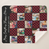 ホリデープレイドパーソナライズされた13ユニークフォトコラージュ シェルパブランケット (正面(横))