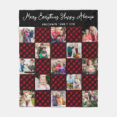ホリデープレイドパーソナライズされた13ユニークフォトコラージュ フリースブランケット (正面)
