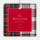 ホリデープレイドファミリーフォトクリスマス セラミックオーナメント (裏面)