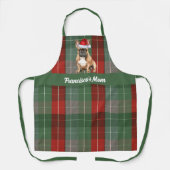 ホリデープレイドフランスのブルドッグサンタドッグクリスマス エプロン (正面)